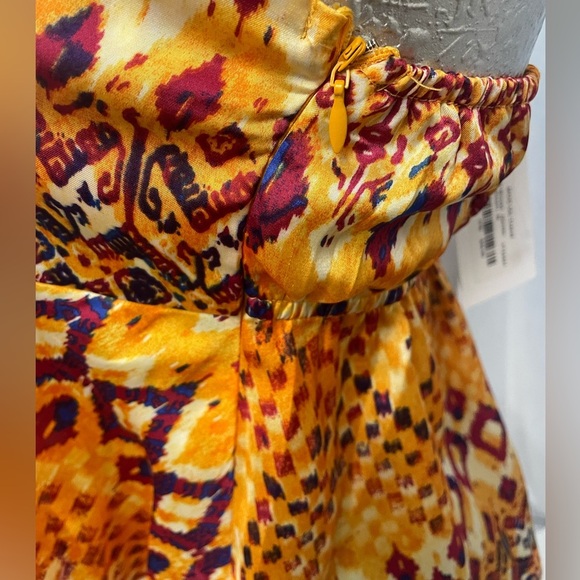 Halter blouse,Garden Desert, yellow,red & blue, side zipper, tie at neck, size M - Picture 3 of 6